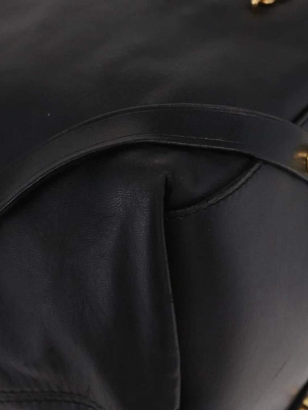 BURBERRY Tote Bag Leather Black Gold Auth - Picture 11 of 16